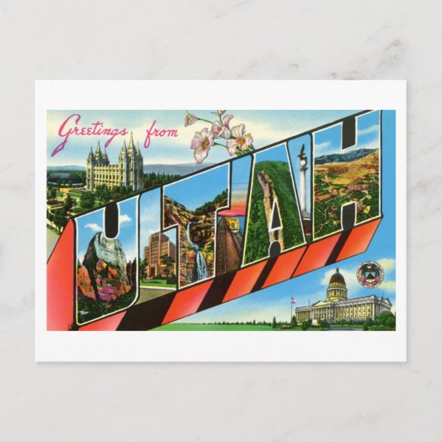 Vintage Grüße aus Utah Postkarte (Vorderseite)