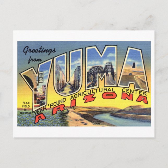 Vintage Grüße aus Yuma, Arizona Postkarte (Vorderseite)