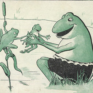 Vintage-Grüße-Karte für Zwillinge Frösche zur Grat Karte