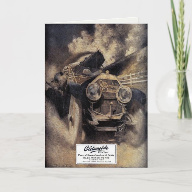 Vintage Grüße mit Altwagen Karte (Vorderseite)