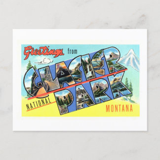 Vintage Grüße vom Glacier Nationalpark Postkarte