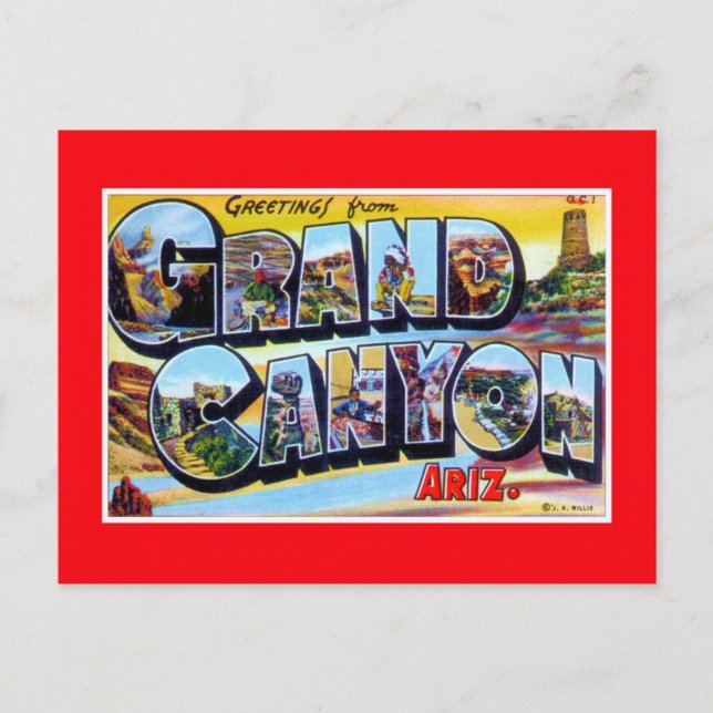 Vintage Grüße vom Grand Canyon Arizona Postkarte (Vorderseite)