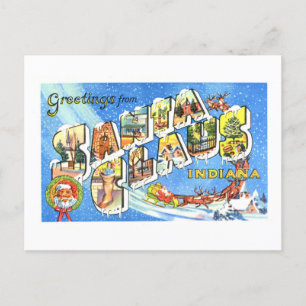 Vintage Grüße vom Weihnachtsmann, Indiana, Postkarte