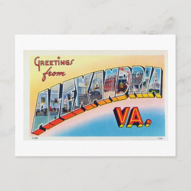 Vintage Grüße von Alexandria Virginia Reise Postkarte (Vorderseite)