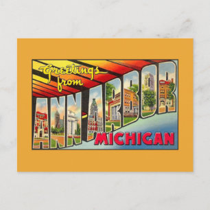Vintage Grüße von Ann Arbor MI Postkarte