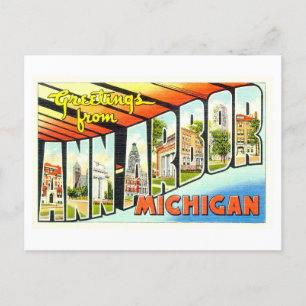 Vintage Grüße von Ann Arbor, Michigan, Postkarte