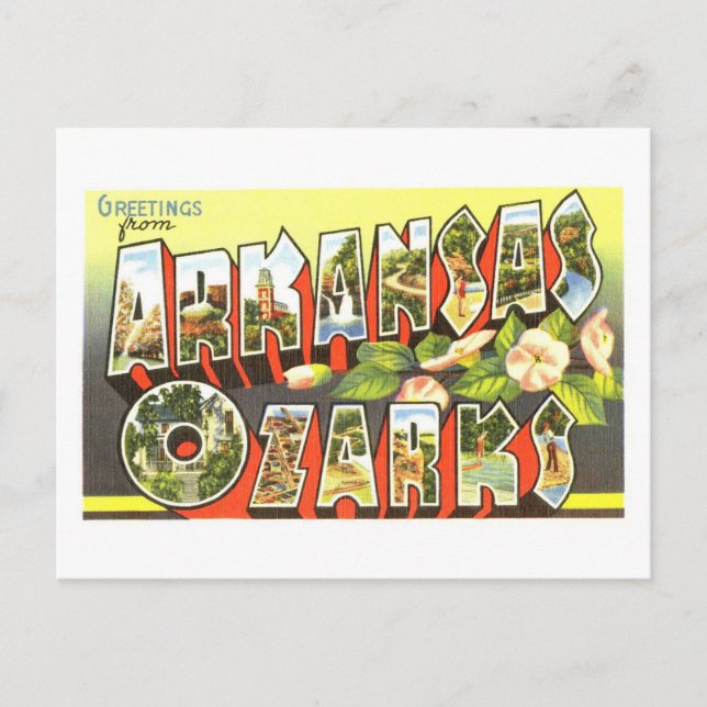 Vintage Grüße von Arkansas Ozarks Postkarte (Vorderseite)