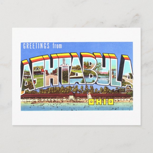 Vintage Grüße von Ashtabula, Ohio, Postkarte (Vorderseite)