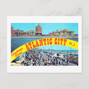 Vintage Grüße von Atlantic CIty New Jersey Po Postkarte
