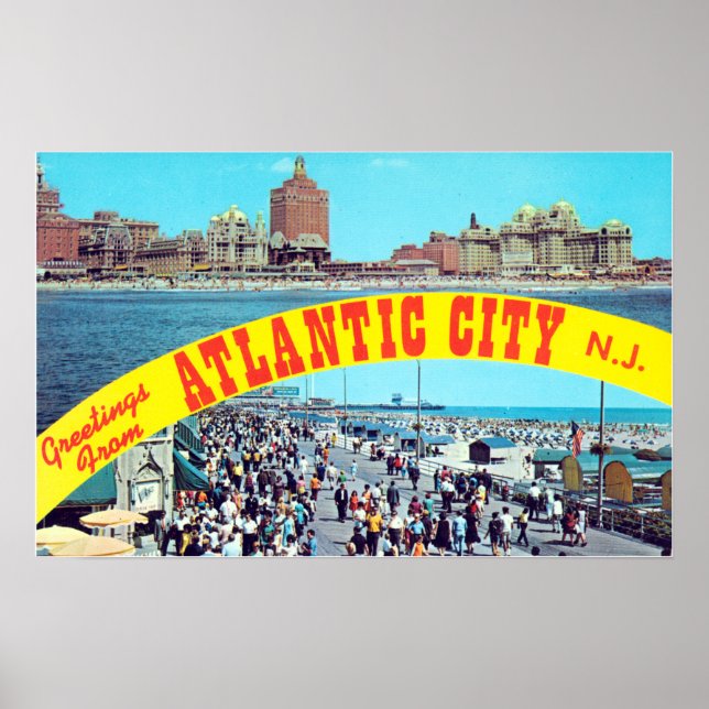 Vintage Grüße von Atlantic CIty New Jersey Poster (Vorne)