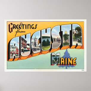 Vintage Grüße von Augusta Maine Travel Poster