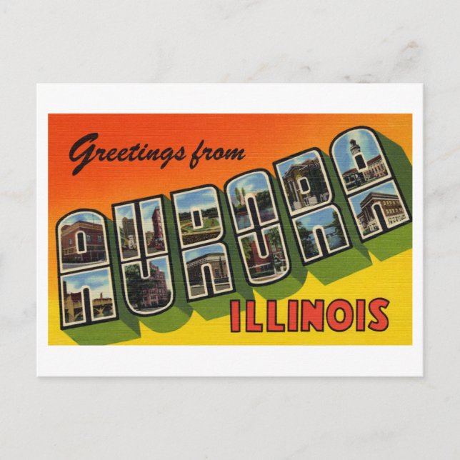 Vintage Grüße von Aurora, Illinois Postkarte (Vorderseite)