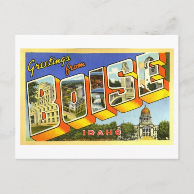 Vintage Grüße von Boise, Idaho Postkarte (Vorderseite)