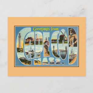 Vintage Grüße von Cape Cod MA Postkarte