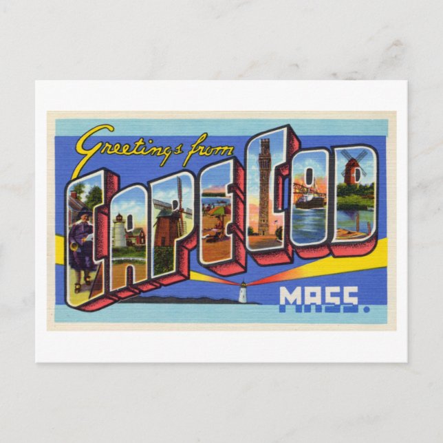 Vintage Grüße von Cape Cod, Massachusetts Postkarte (Vorderseite)