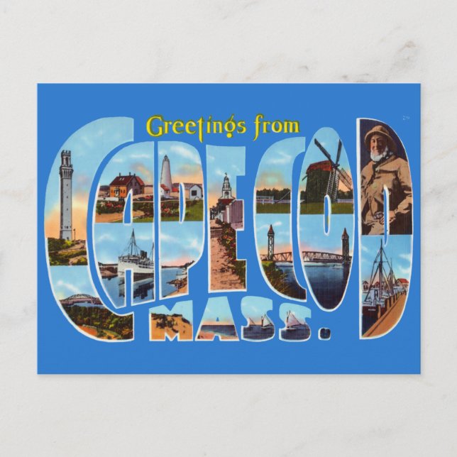 Vintage Grüße von Cape Cod Travel Postcard Postkarte (Vorderseite)