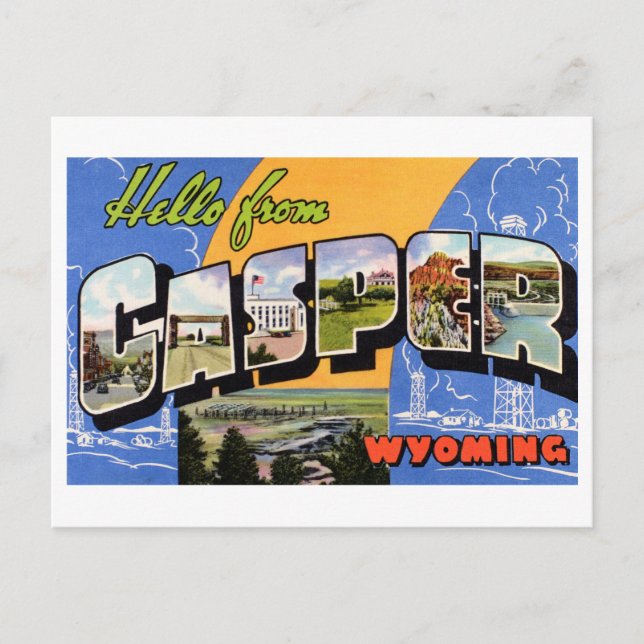 Vintage Grüße von Casper, Wyoming Postkarte (Vorderseite)