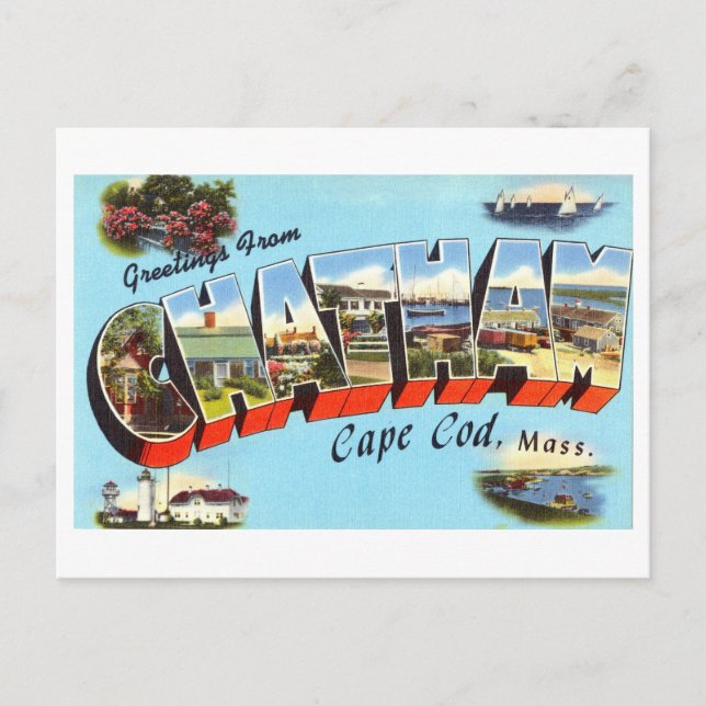 Vintage Grüße von Chatham, Massachusetts Postkarte (Vorderseite)