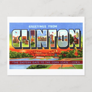 Vintage Grüße von Clinton, Iowa Postkarte