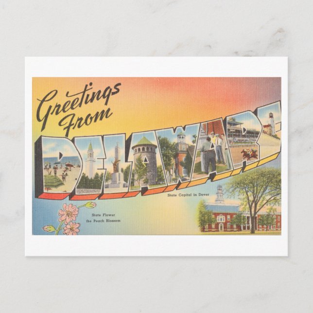 Vintage Grüße von Delaware Postkarte (Vorderseite)