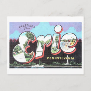 Vintage Grüße von Erie, Pennsylvania Postkarte
