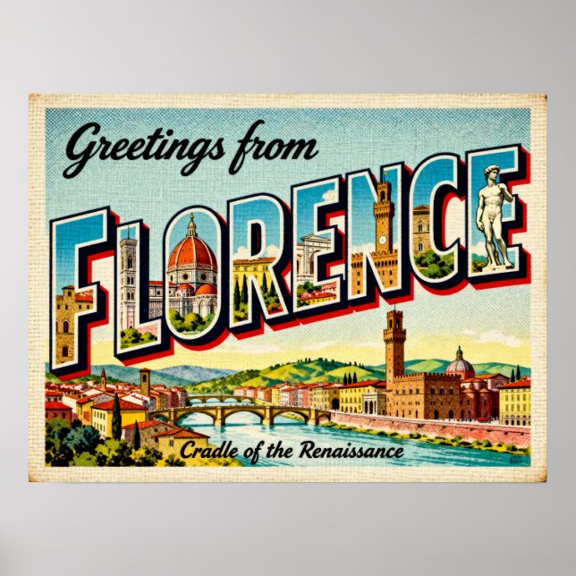 Vintage Grüße von Florence Poster (Vorne)