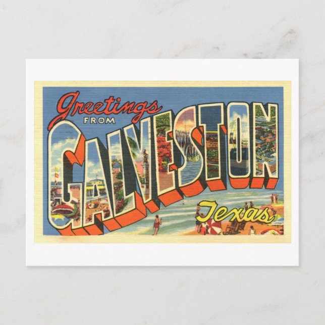 Vintage Grüße von Galveston, Texas Postkarte (Vorderseite)