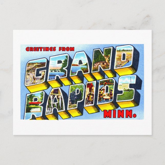 Vintage Grüße von Grand Rapids, Minnesota, Postkarte (Vorderseite)