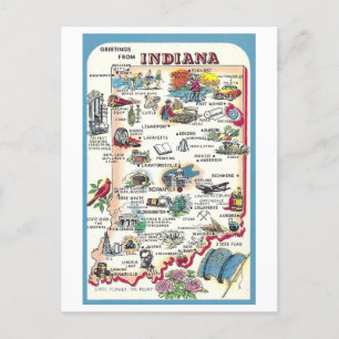 Vintage Grüße von Indiana-Karte Postkarte