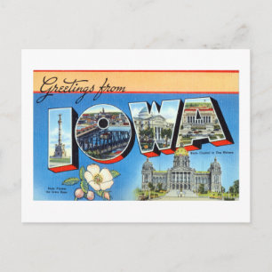 Vintage Grüße von Iowa Reiseplakat Postkarte