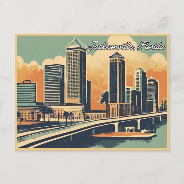 Vintage Grüße von Jacksonville Classic Retro Postkarte (Vorderseite)