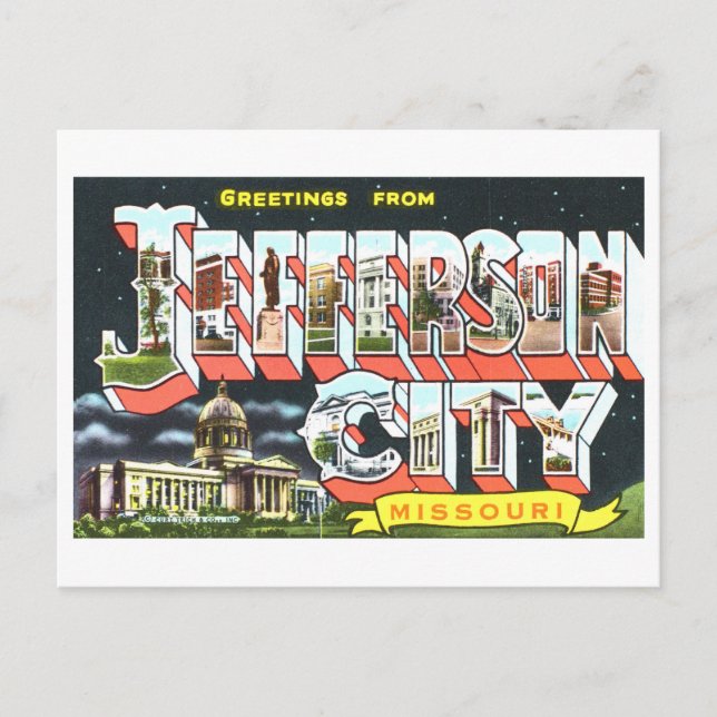 Vintage Grüße von Jefferson City, Missouri, Postkarte (Vorderseite)
