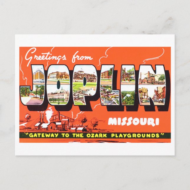 Vintage Grüße von Joplin, Missouri, Postkarte (Vorderseite)