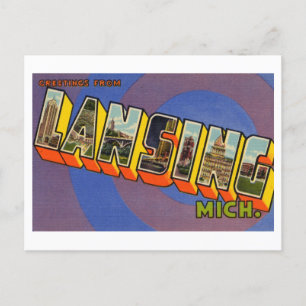 Vintage Grüße von Lansing, Michigan Postkarte