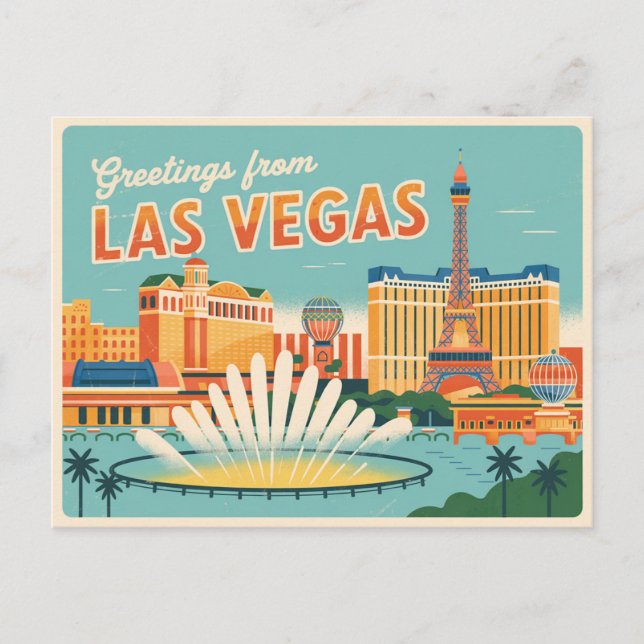 Vintage Grüße von Las Vegas Classic Retro Postkarte (Vorderseite)
