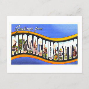 Vintage Grüße von Massachusetts Postkarte