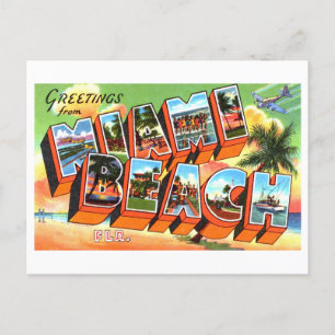 Vintage Grüße von Miami Beach, Florida Postkarte