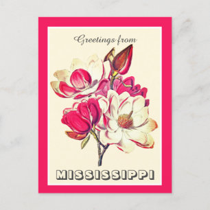 Vintage-Grüße von Mississippi Magnolie Postkarte