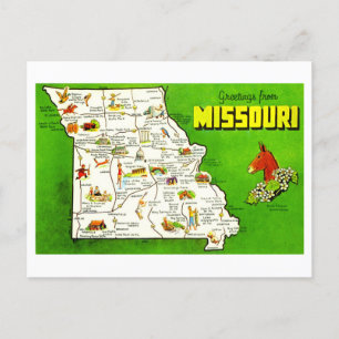 Vintage Grüße von Missouri Map Postkarte