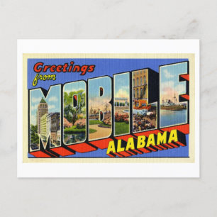 Vintage Grüße von Mobile, Alabama Postkarte