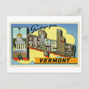 Vintage Grüße von Montpelier, Vermont Postkarte