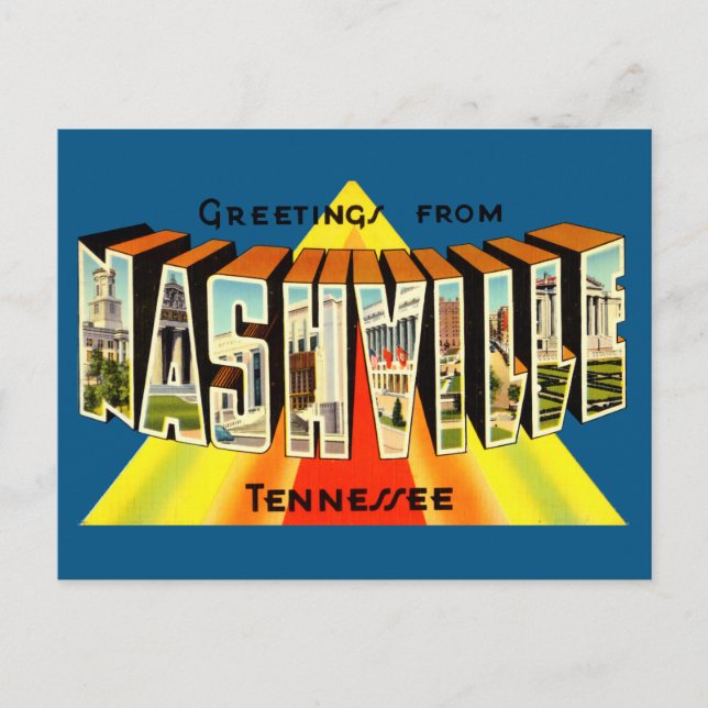 Vintage Grüße von Nashville Travel Postcard Postkarte (Vorderseite)