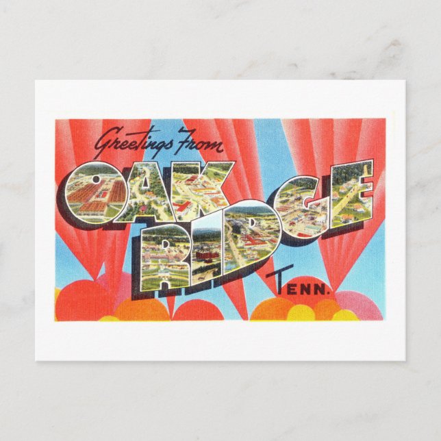 Vintage Grüße von Oak Ridge, Tennessee Postkarte (Vorderseite)