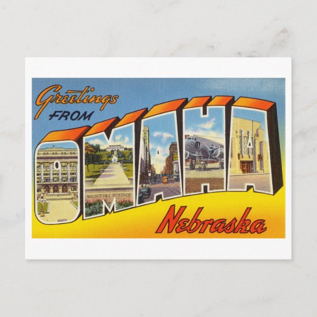 Vintage Grüße von Omaha, Nebraska Postkarte (Vorderseite)