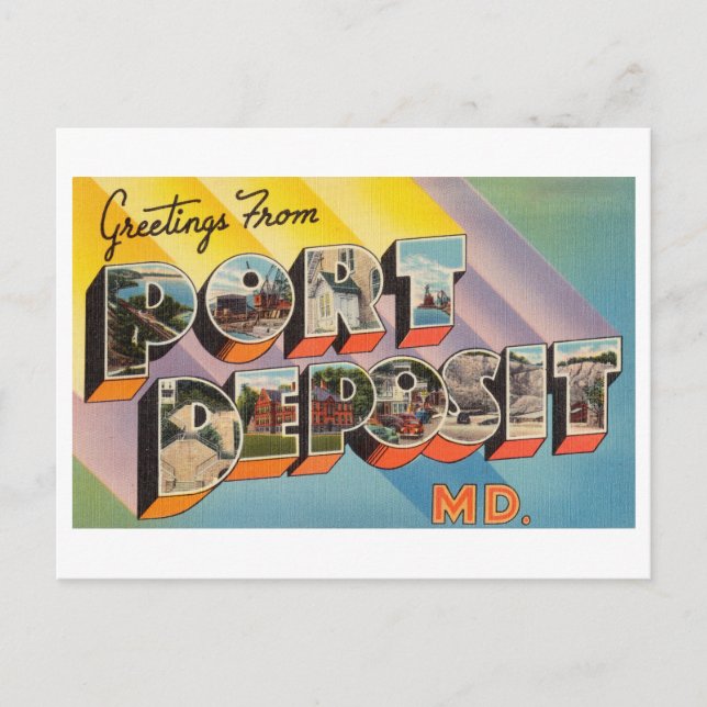 Vintage Grüße von Port Deposit, Maryland Postkarte (Vorderseite)