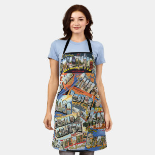 Vintage Grüße von ... Postkarten-Collage Schürze