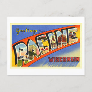 Vintage Grüße von Racine, Wisconsin Postkarte