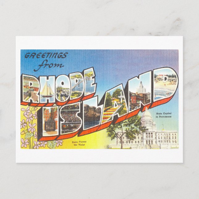 Vintage Grüße von Rhode Island Postkarte (Vorderseite)