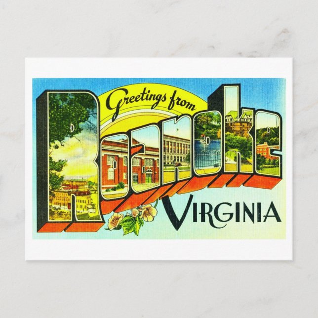 Vintage Grüße von Roanoke, Virginia Postkarte (Vorderseite)