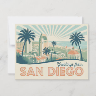 Vintage Grüße von San Diego Classic Retro Postkarte